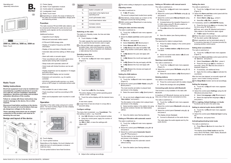 Page 1 de la notice Manuel utilisateur Berker 30807003