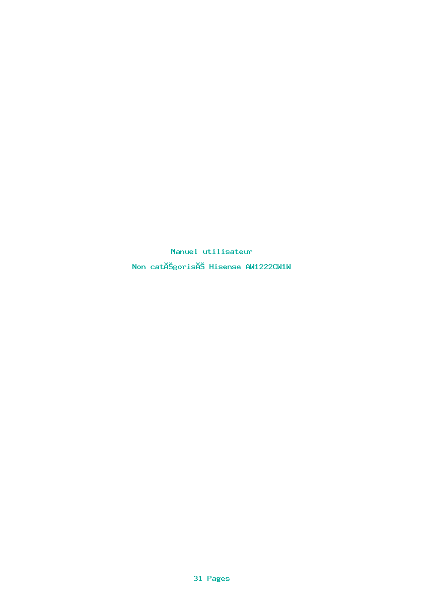 Page 1 de la notice Manuel utilisateur Hisense AW1222CW1W