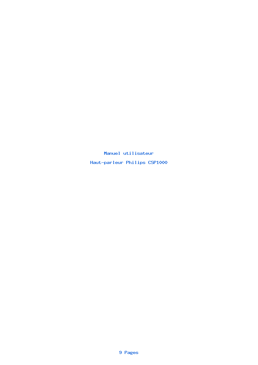 Page 1 de la notice Manuel utilisateur Philips CSP1000