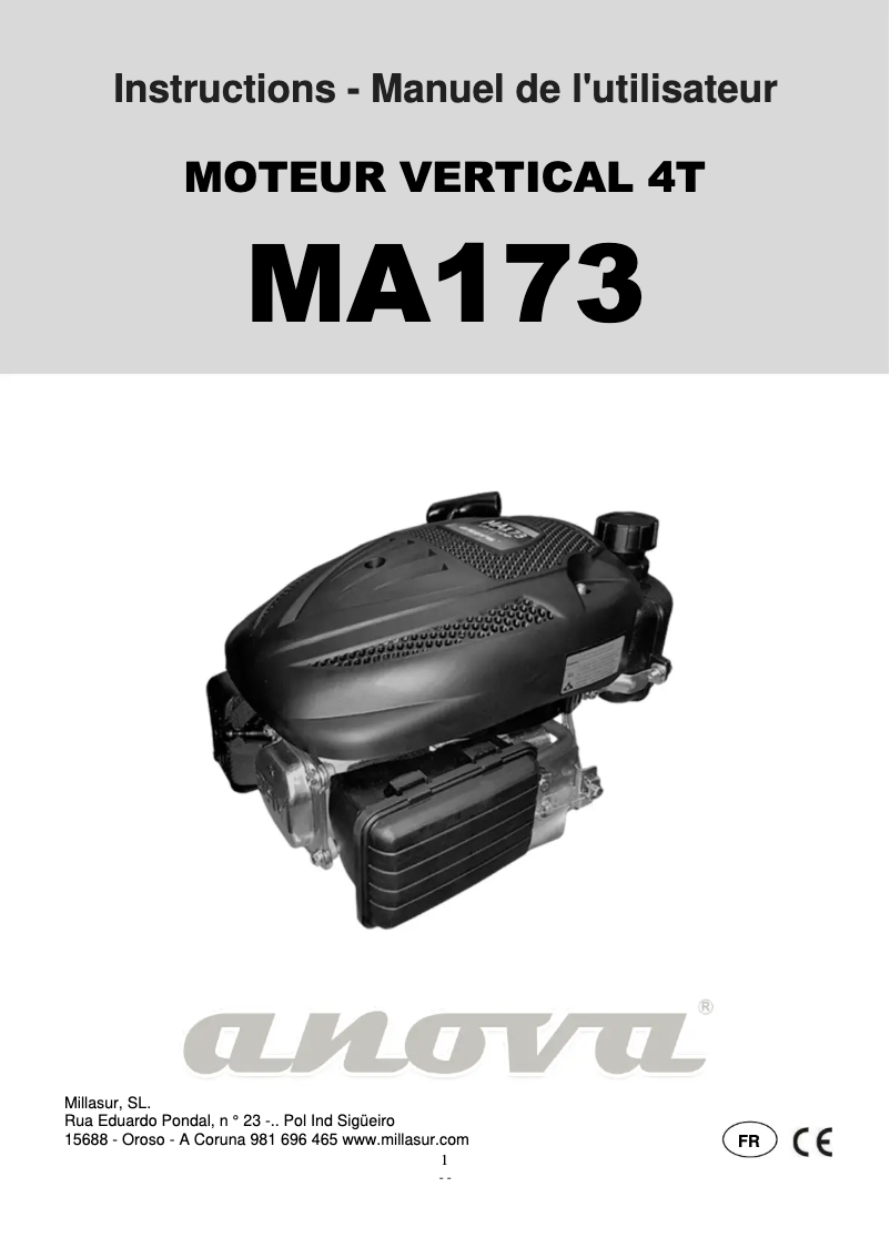 Page 1 de la notice Manuel utilisateur Anova MA173