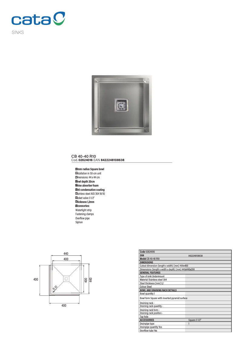 Página 1 del manual Manual de usuario CATA CB 40-40 R10