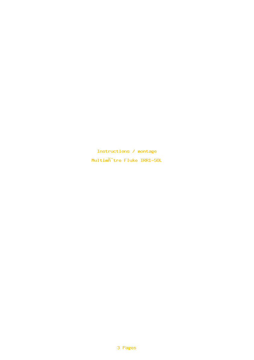 Page 1 de la notice Instructions / montage Fluke IRR1-SOL