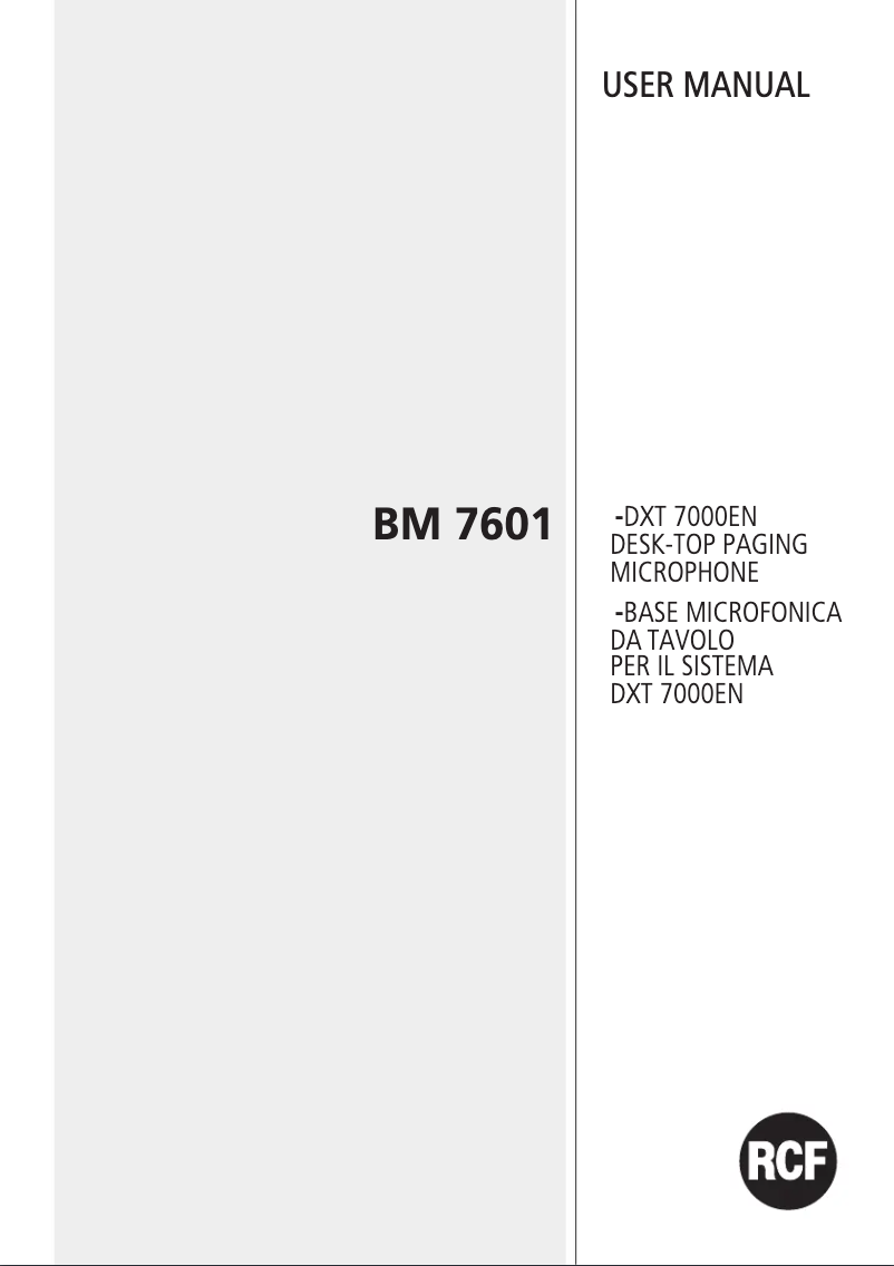 Página nº 1 - Manual de usuario RCF BM 7601