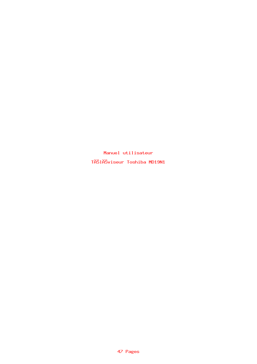 Page 1 de la notice Manuel utilisateur Toshiba MD19N1