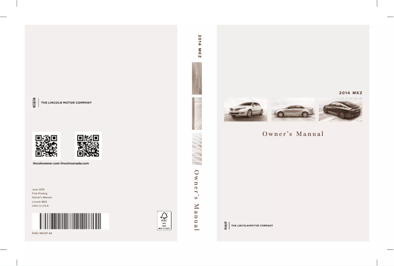 Page 1 de la notice Manuel utilisateur Lincoln MKZ (2014)