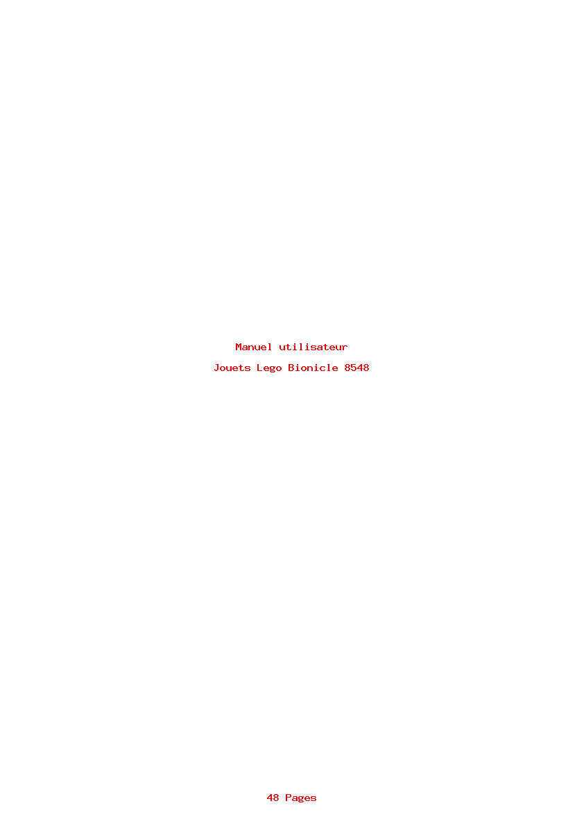 Page 1 de la notice Manuel utilisateur Lego Bionicle 8548