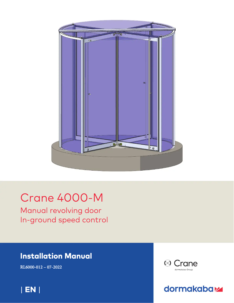 Page 1 de la notice Manuel utilisateur Dormakaba Crane 4000-M