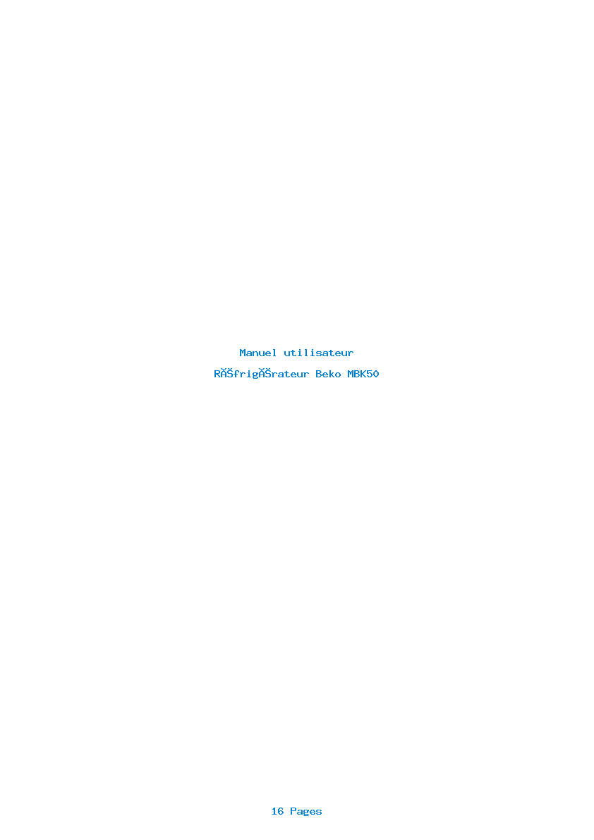 Page 1 de la notice Manuel utilisateur Beko MBK50