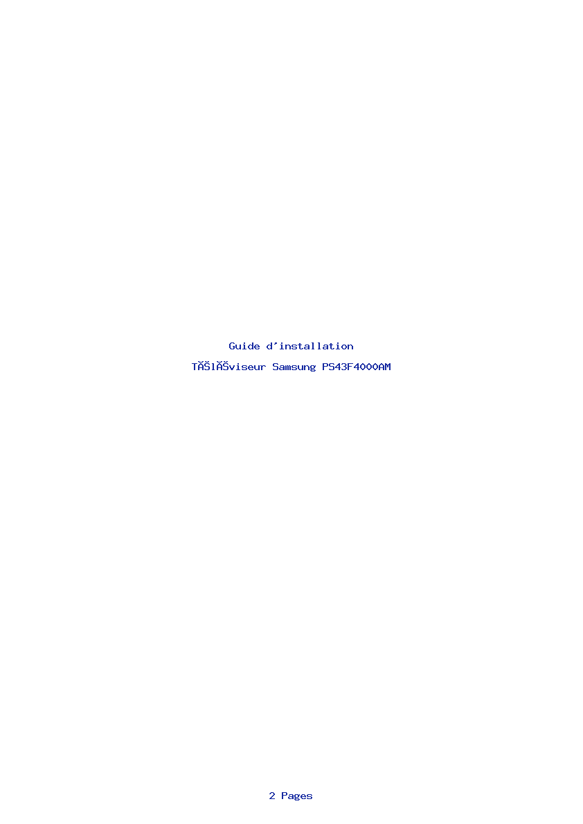 Page 1 de la notice Guide d'installation Samsung PS43F4000AM