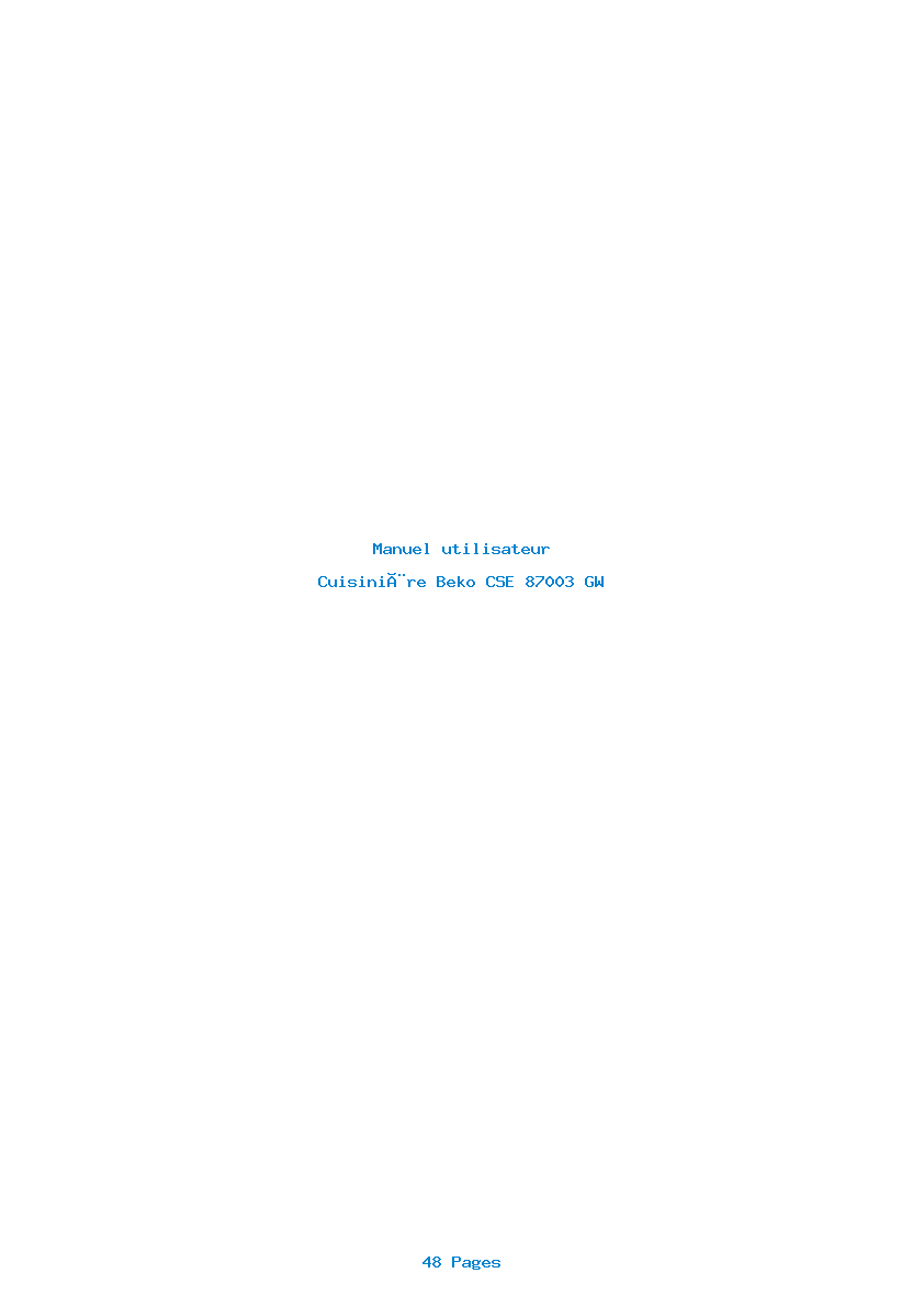 Page 1 de la notice Manuel utilisateur Beko CSE 87003 GW