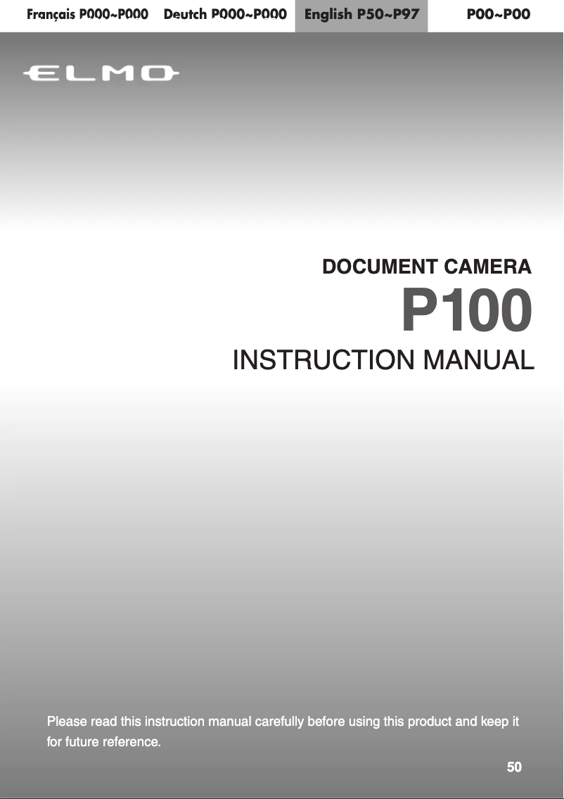 Page 1 de la notice Manuel utilisateur Elmo P100