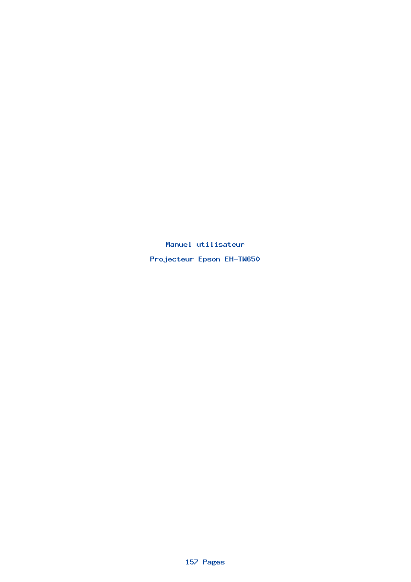 Page 1 de la notice Manuel utilisateur Epson EH-TW650