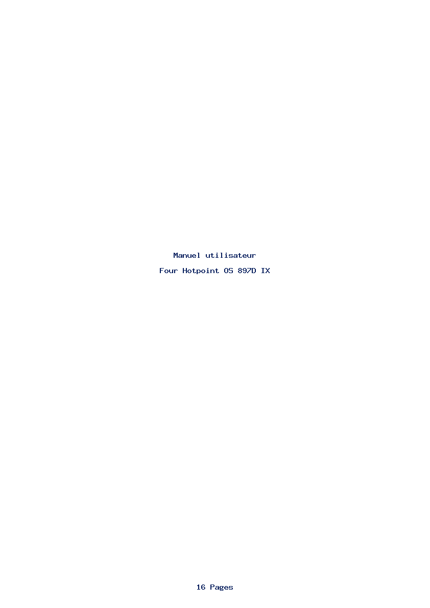 Page 1 de la notice Manuel utilisateur Hotpoint OS 897D IX