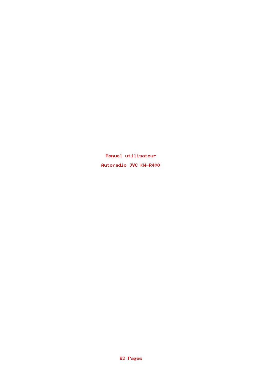 Page 1 de la notice Manuel utilisateur JVC KW-R400