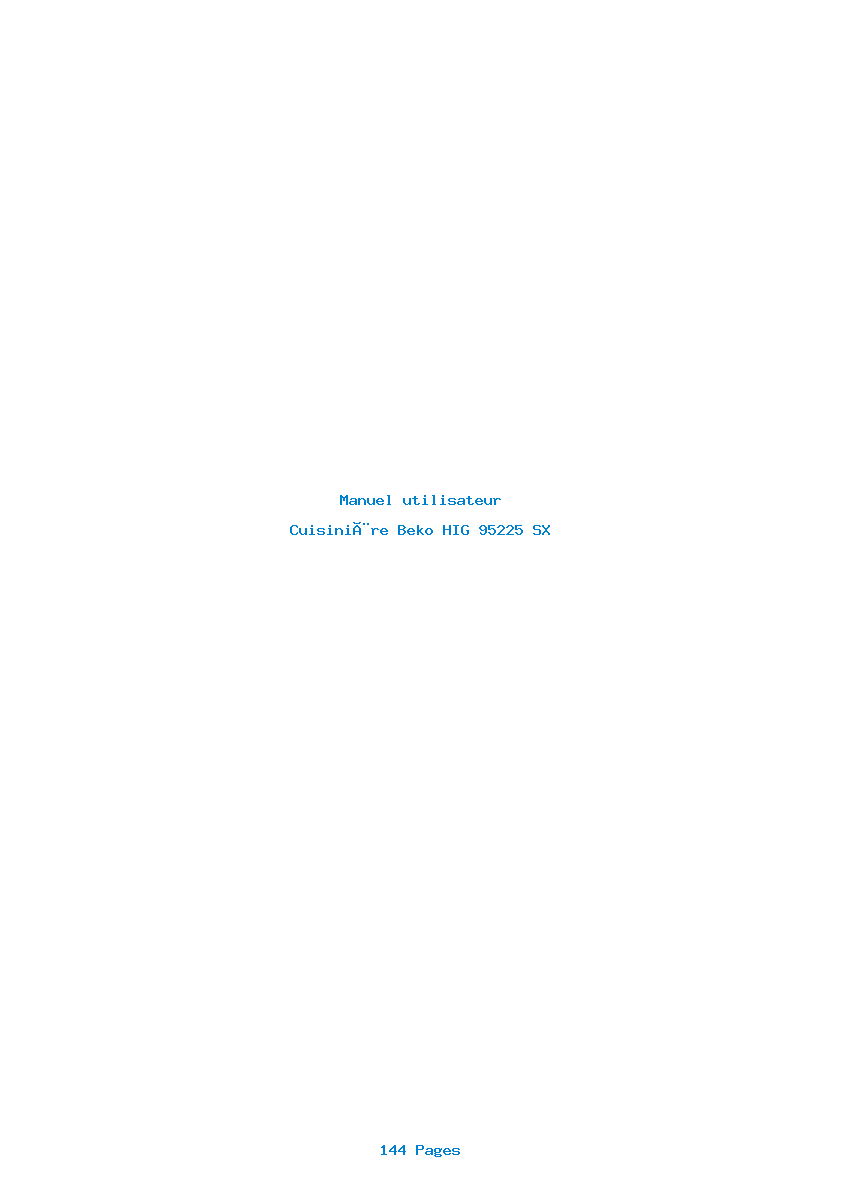 Page 1 de la notice Manuel utilisateur Beko HIG 95225 SX