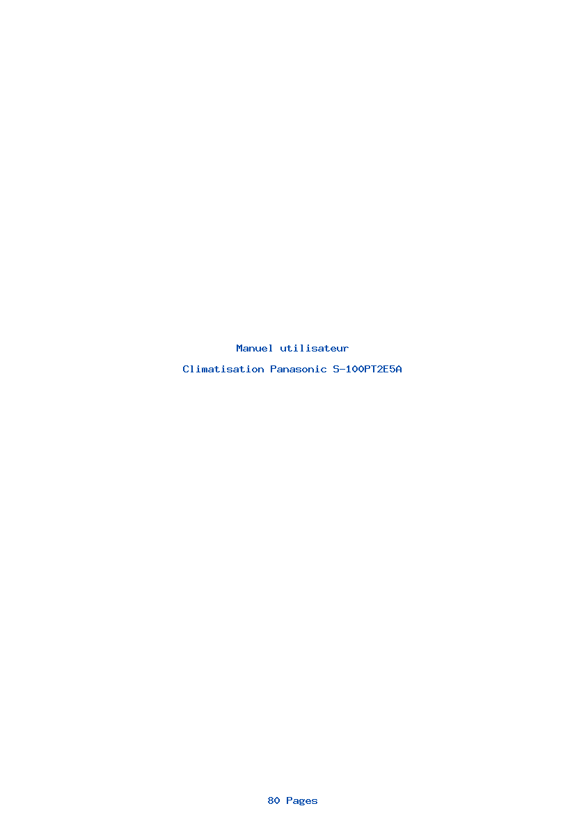 Page 1 de la notice Manuel utilisateur Panasonic S-100PT2E5A