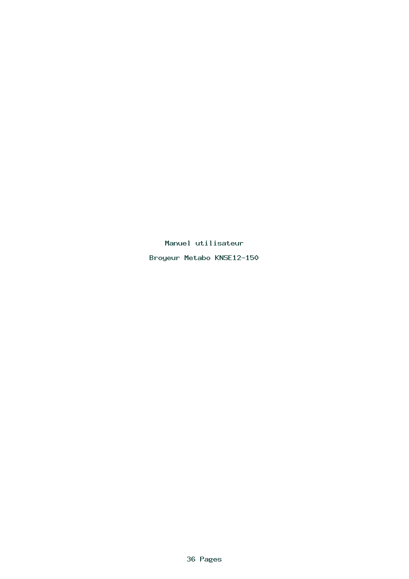 Page 1 de la notice Manuel utilisateur Metabo KNSE12-150