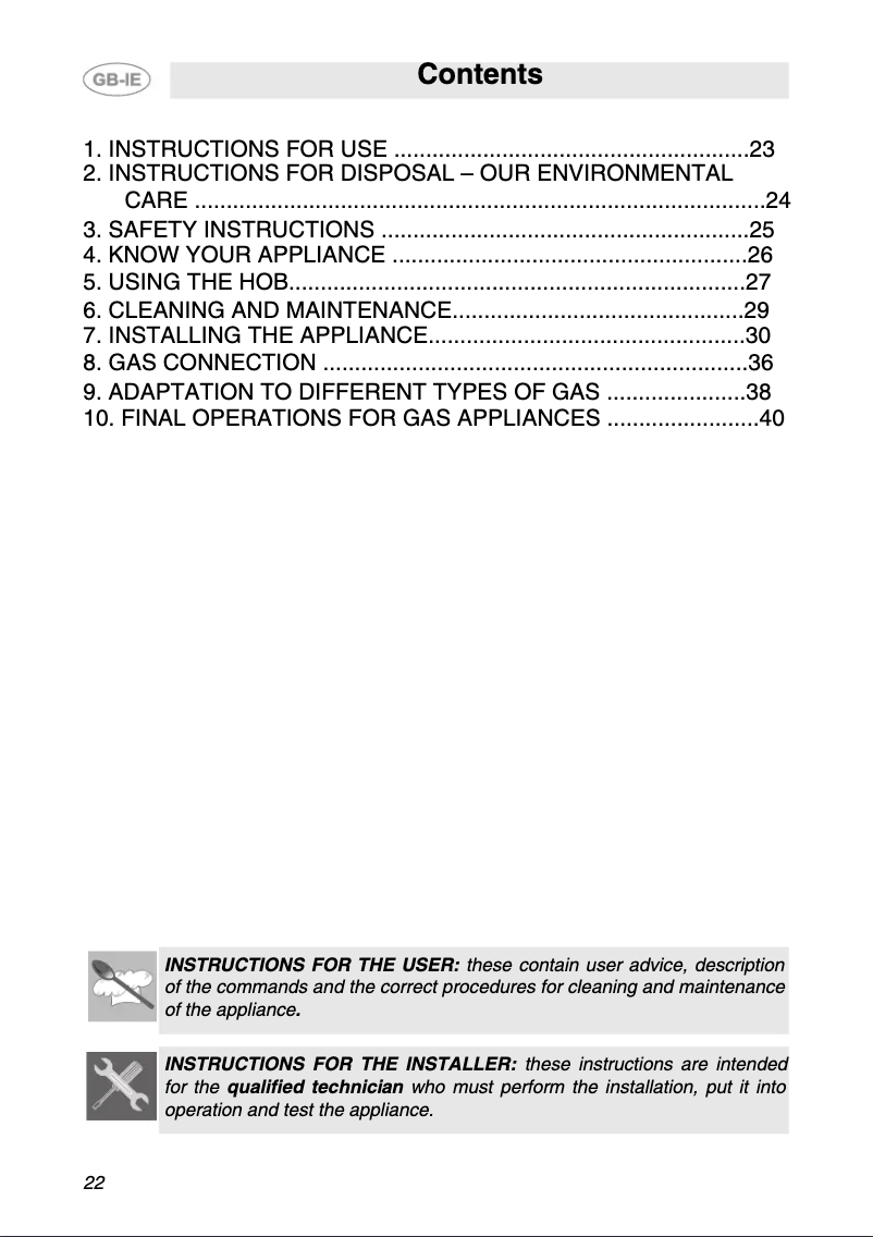 Page 1 de la notice Manuel utilisateur Smeg HB96CSS-3