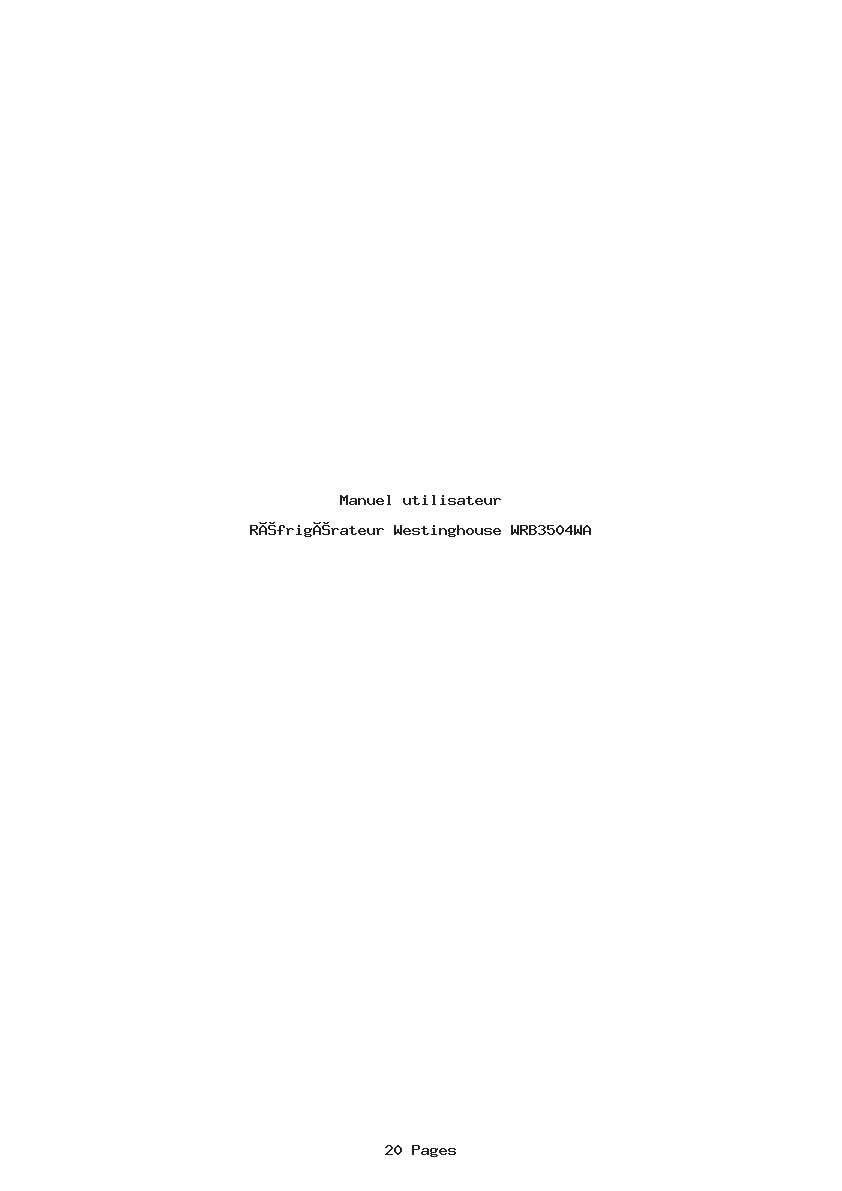 Page 1 de la notice Manuel utilisateur Westinghouse WRB3504WA