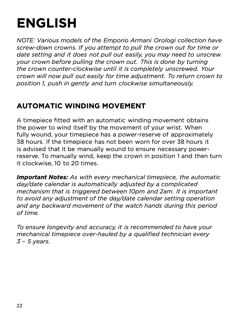 Page 1 of the manual User Manual Armani AR1732