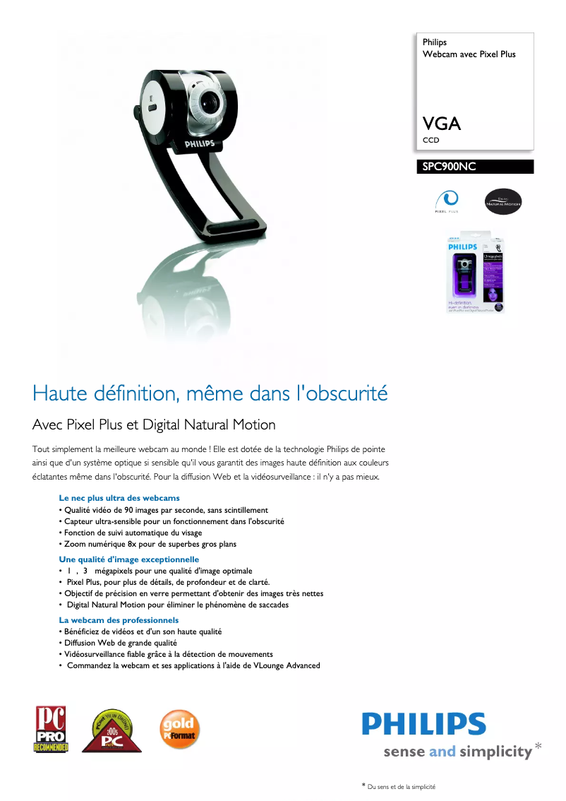 Página 1 del manual Ficha técnica Philips SPC900NC