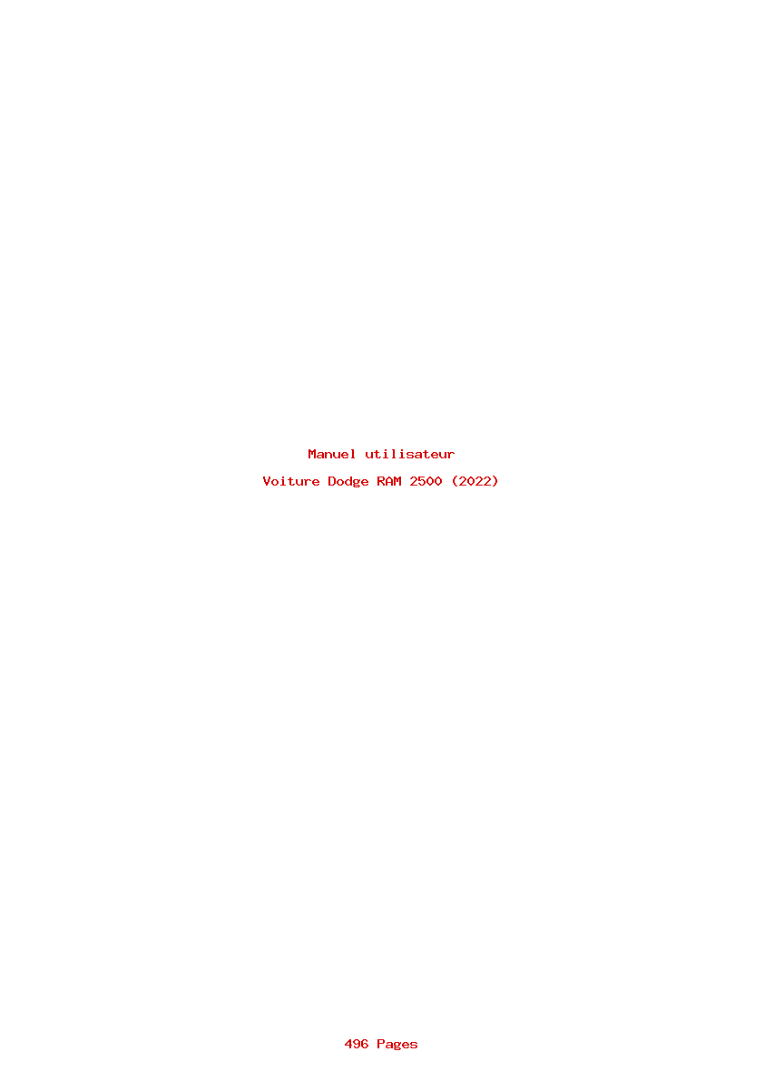 Page 1 de la notice Manuel utilisateur Dodge RAM 2500 (2022)