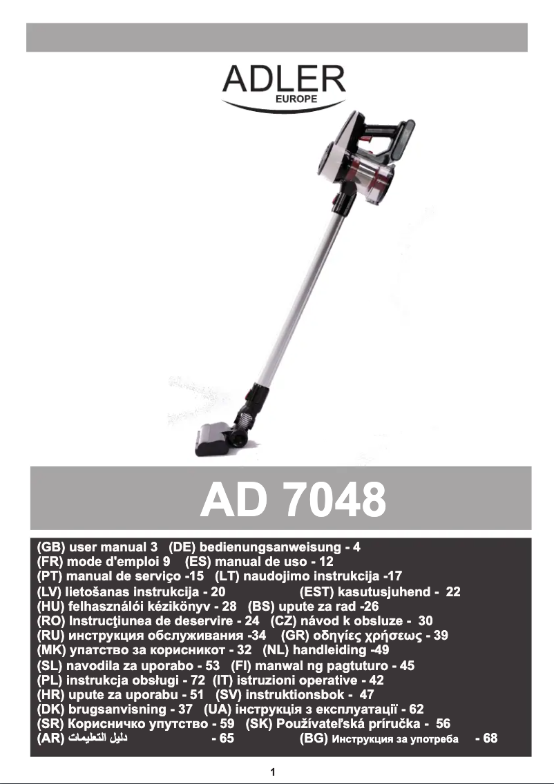 Page 1 of the manual User Manual Adler AD 7048