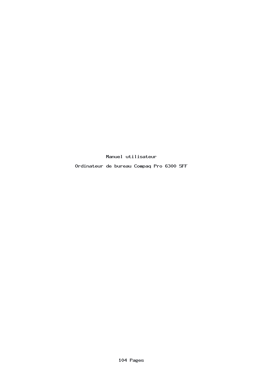 Page 1 de la notice Manuel utilisateur Compaq Pro 6300 SFF