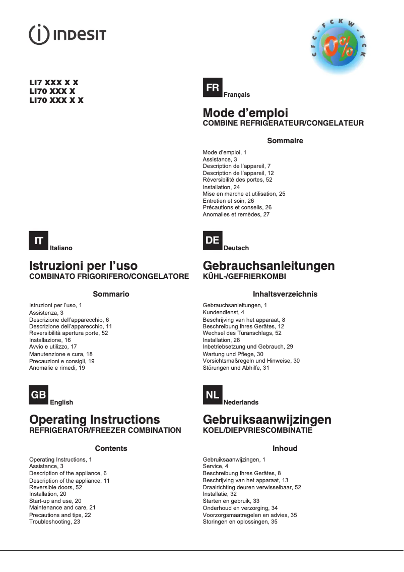 Page n°1 - Manuel utilisateur Indesit LI7 FF2 S B