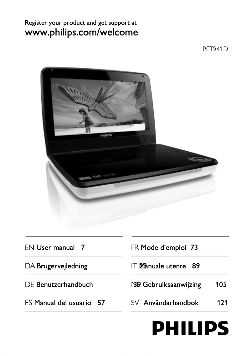 Page 1 of the manual User Manual Philips PET941D
