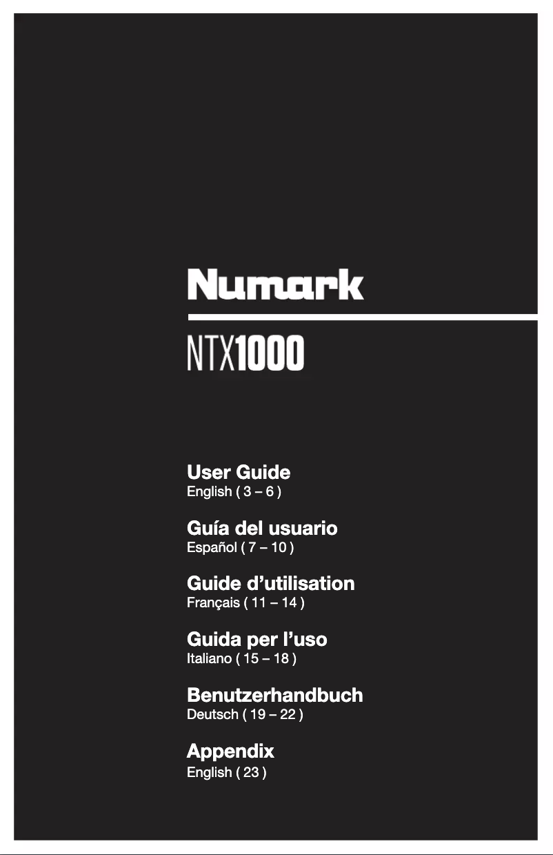 Page 1 de la notice Manuel utilisateur Numark NTX1000