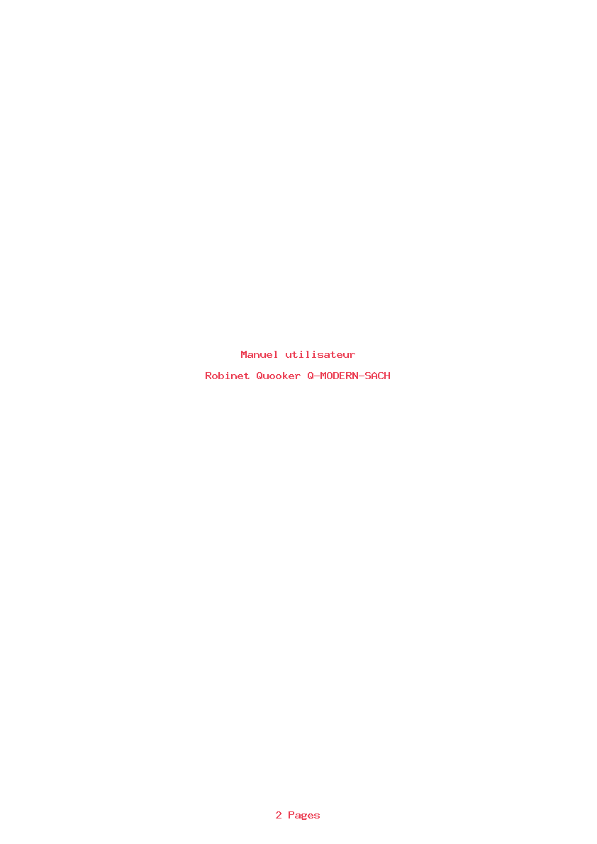 Page 1 de la notice Manuel utilisateur Quooker Q-MODERN-SACH
