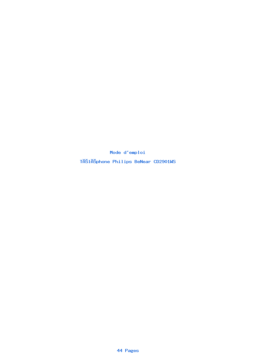 Page 1 de la notice Mode d'emploi Philips BeNear CD2901WS