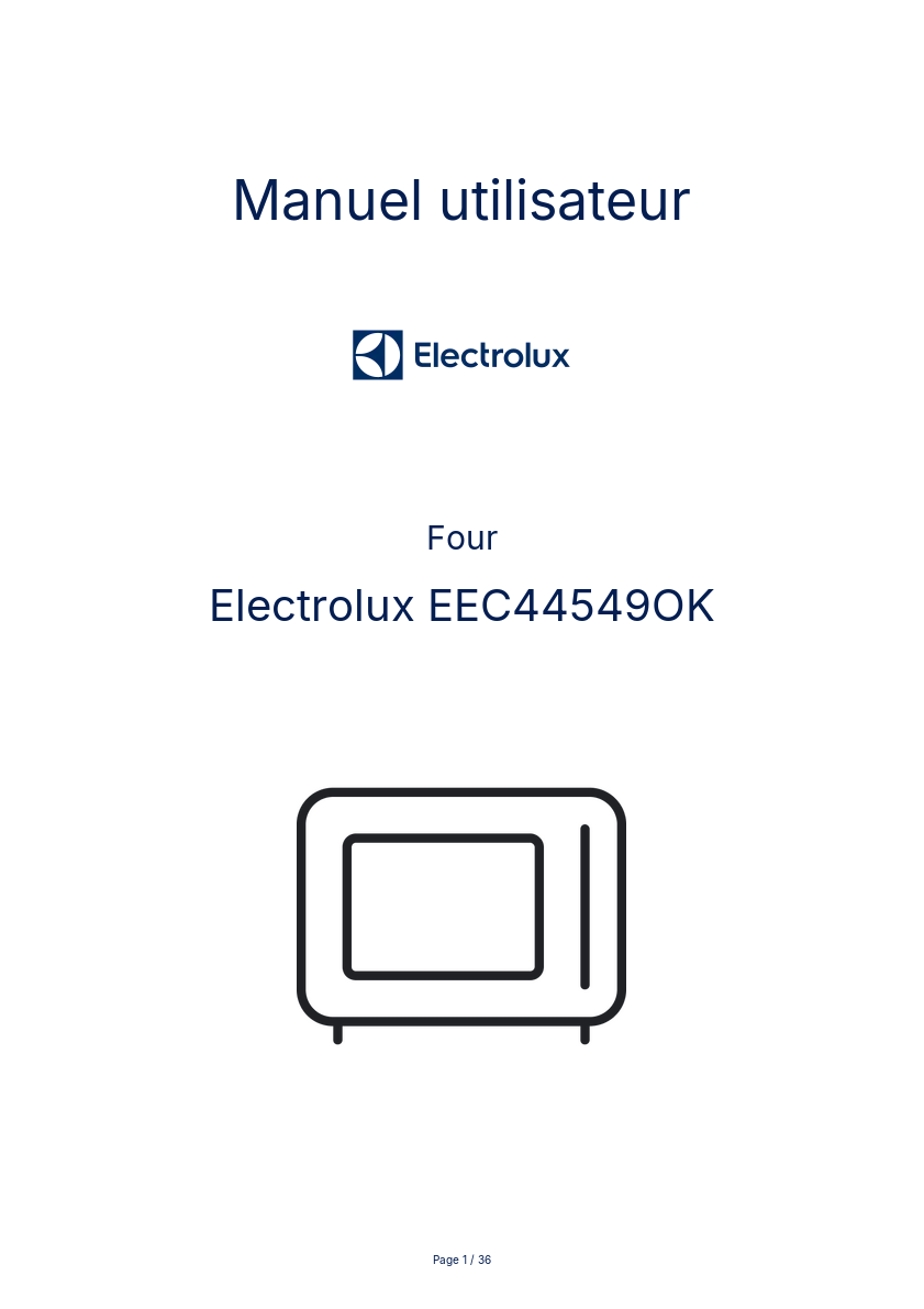 Page 1 de la notice Manuel utilisateur Electrolux EEC44549OK