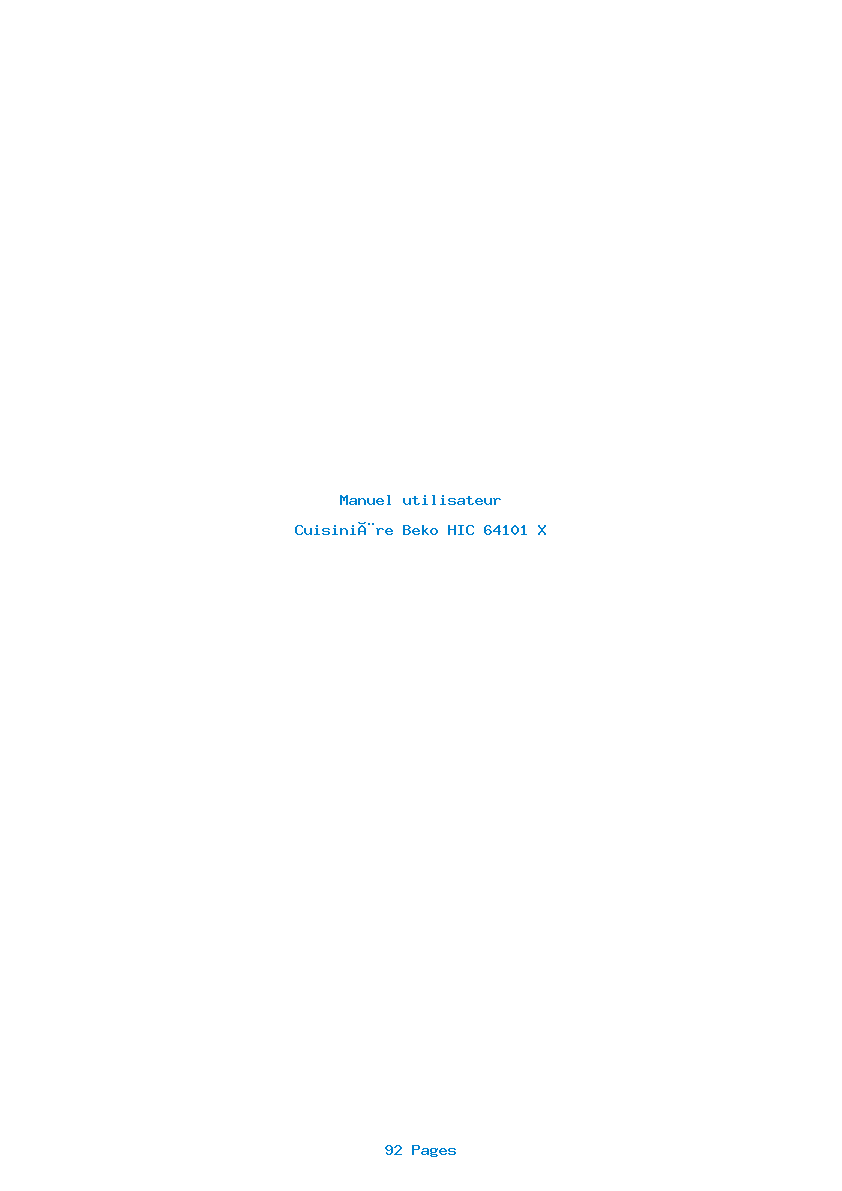 Page 1 de la notice Manuel utilisateur Beko HIC 64101 X