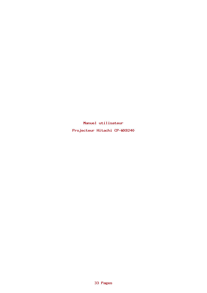 Page 1 de la notice Manuel utilisateur Hitachi CP-WX8240