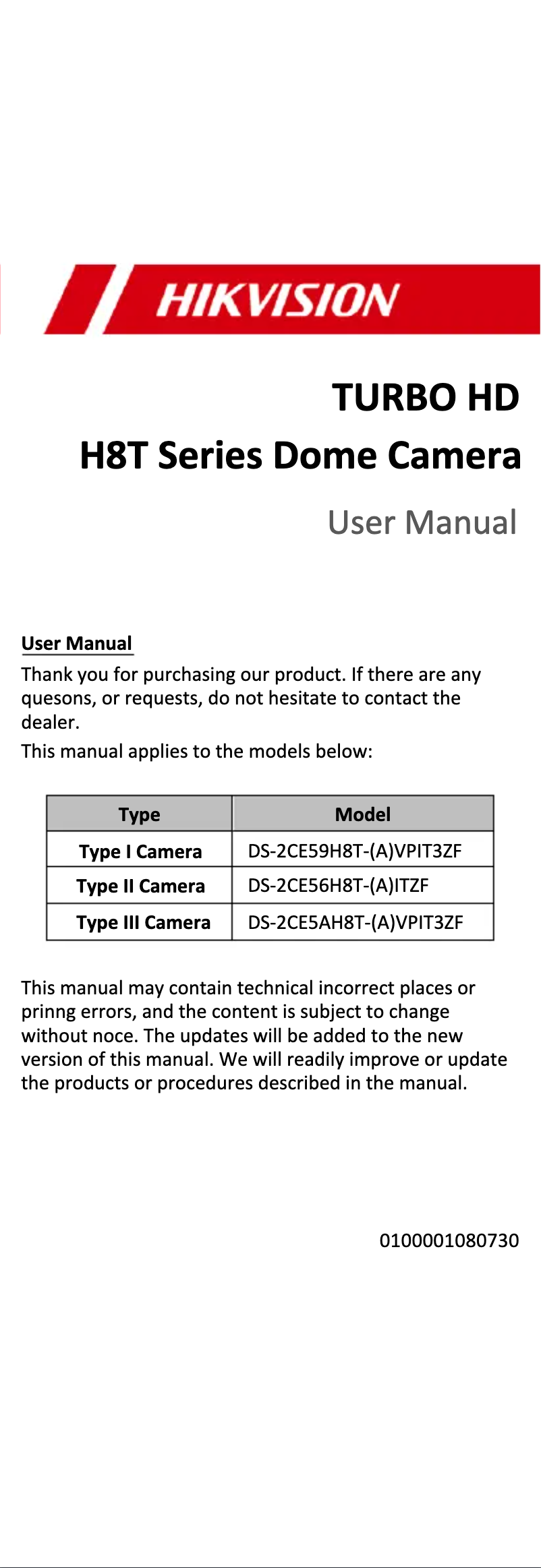 Página 1 del manual Manual de instrucciones Hikvision DS-2CE5AH8T-AVPIT3ZF
