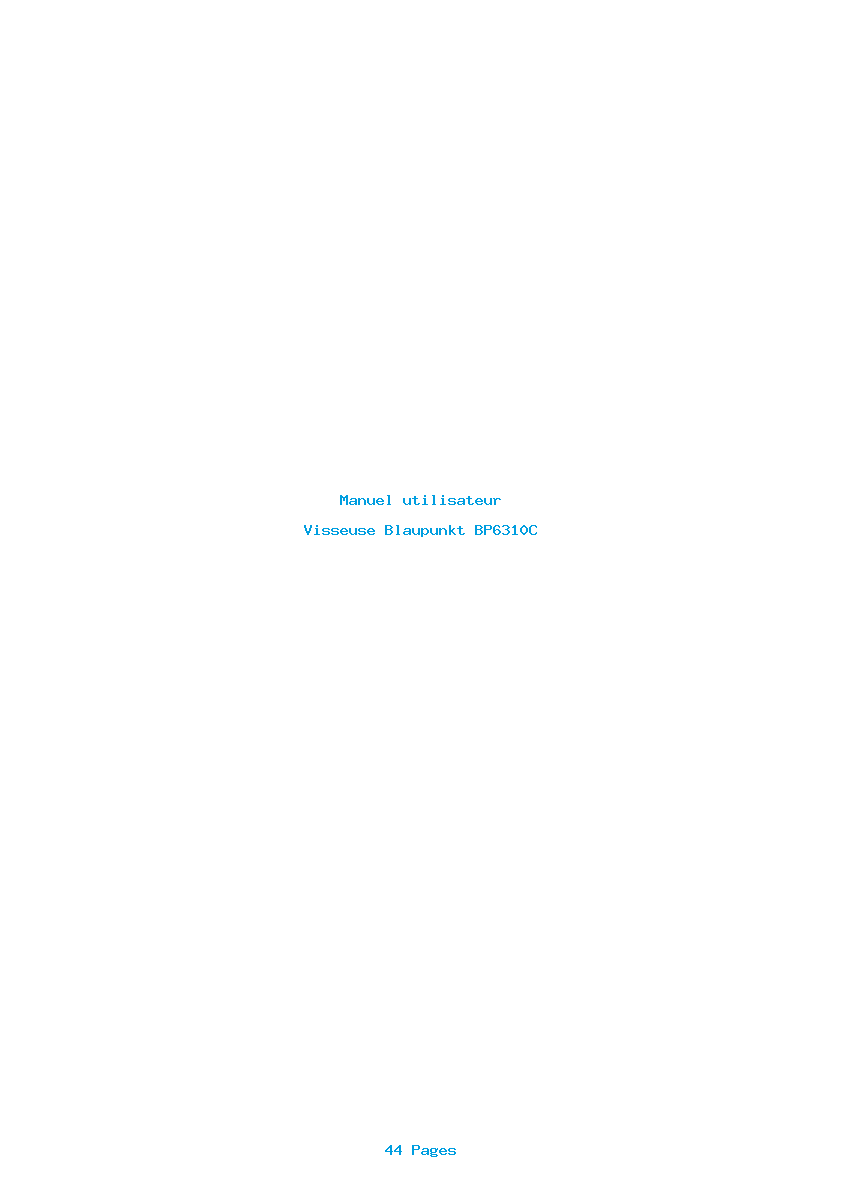 Page 1 de la notice Manuel utilisateur Blaupunkt BP6310C