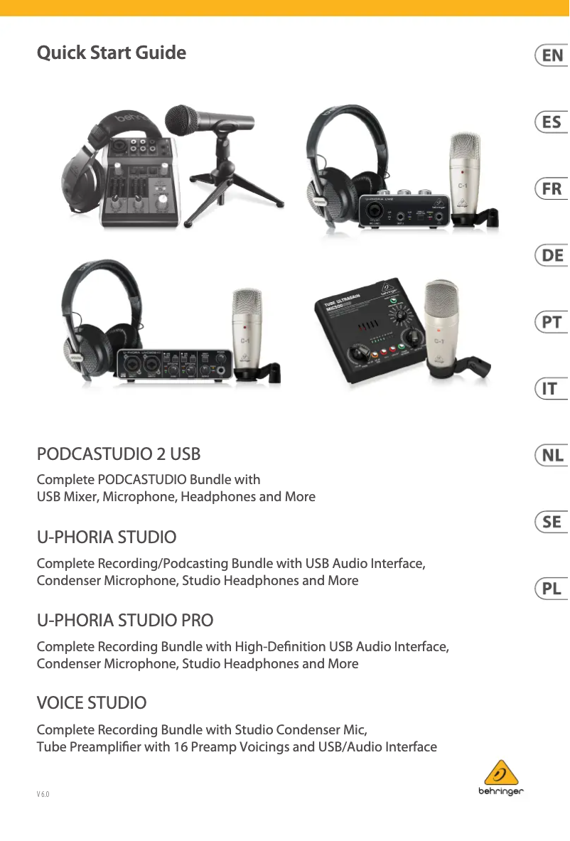 Página 1 del manual Guía de inicio rápido Behringer Voice Studio