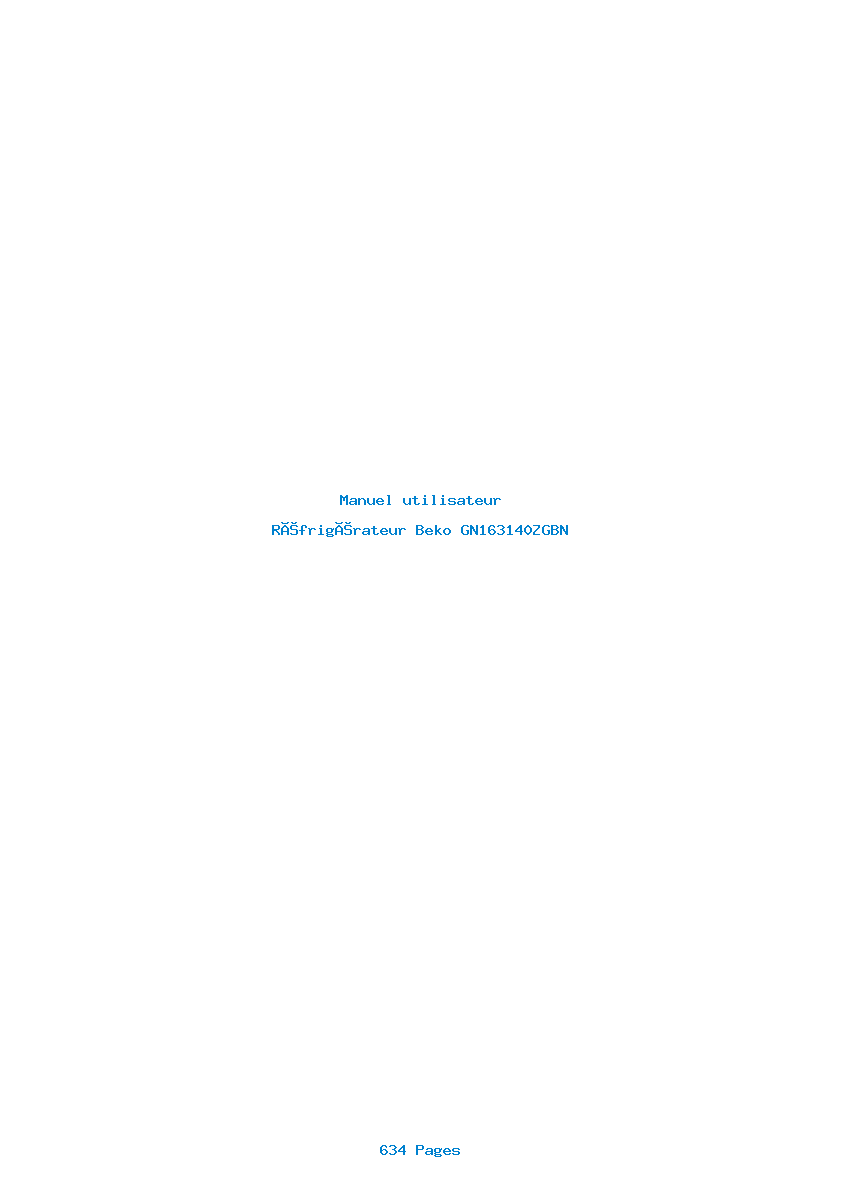 Page 1 de la notice Manuel utilisateur Beko GN163140ZGBN