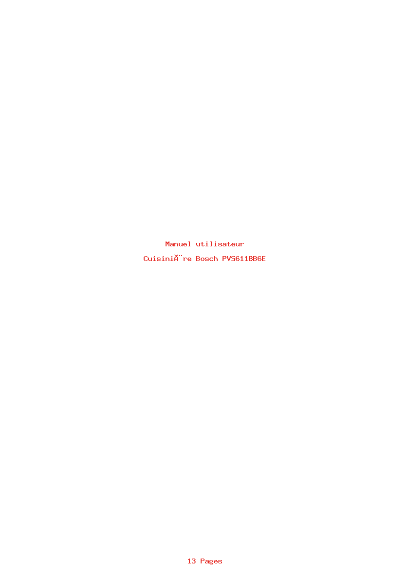 Page 1 de la notice Manuel utilisateur Bosch PVS611BB6E