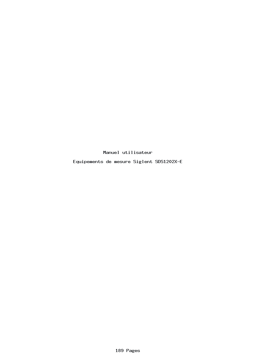 Page 1 de la notice Manuel utilisateur Siglent SDS1202X-E