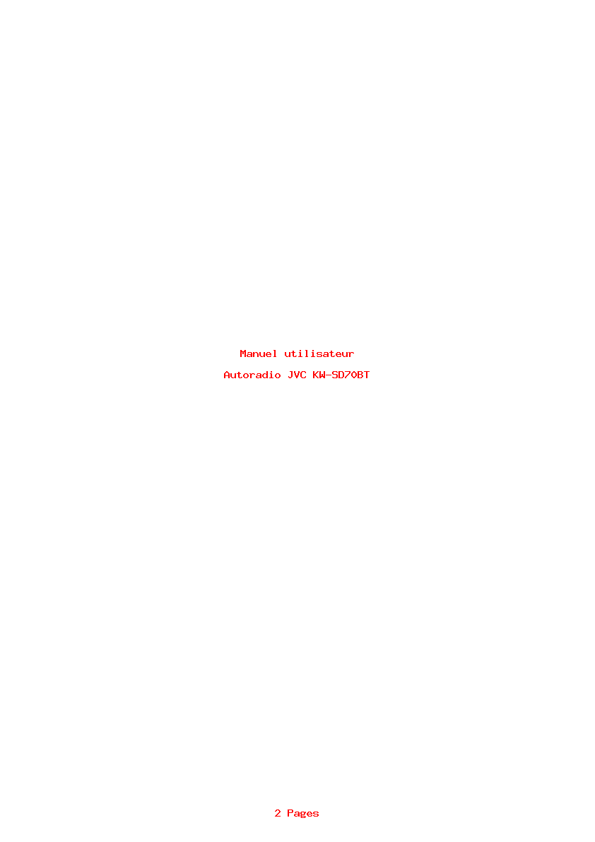 Page 1 de la notice Manuel utilisateur JVC KW-SD70BT