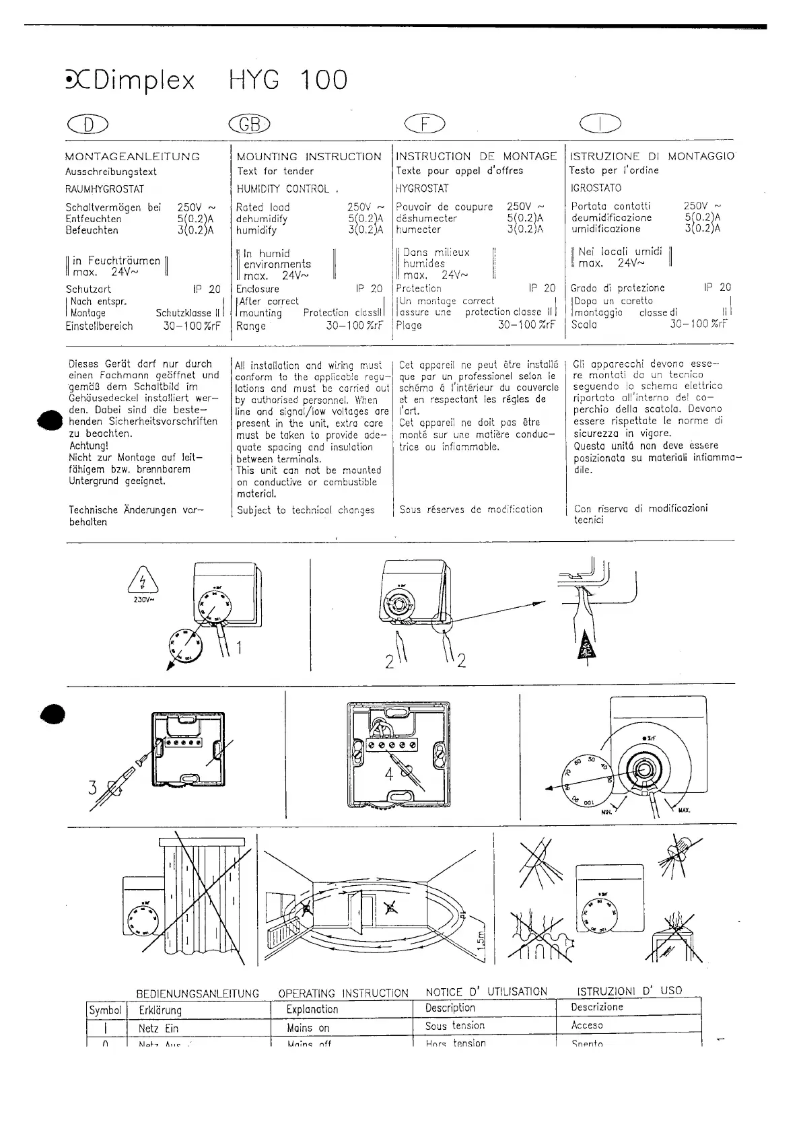 Page 1 de la notice Manuel utilisateur Dimplex HYG 100