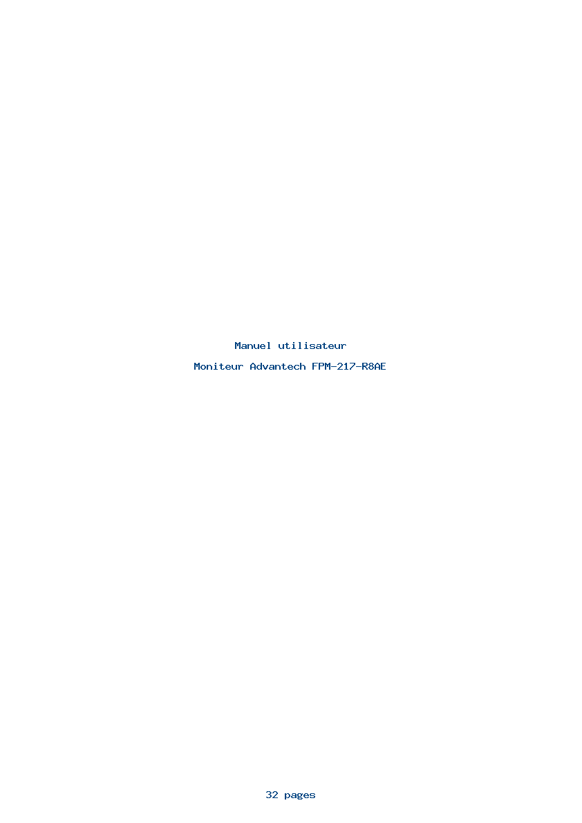 Page 1 de la notice Manuel utilisateur Advantech FPM-217-R8AE