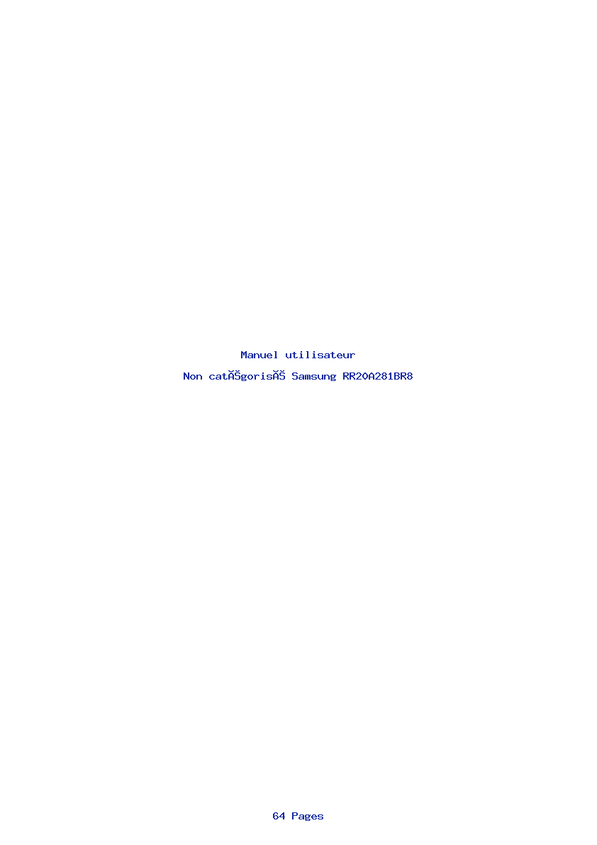 Page 1 de la notice Manuel utilisateur Samsung RR20A281BR8