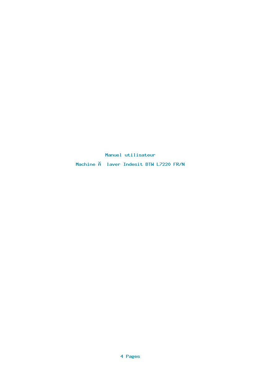 Page 1 de la notice Manuel utilisateur Indesit BTW L7220 FR/N