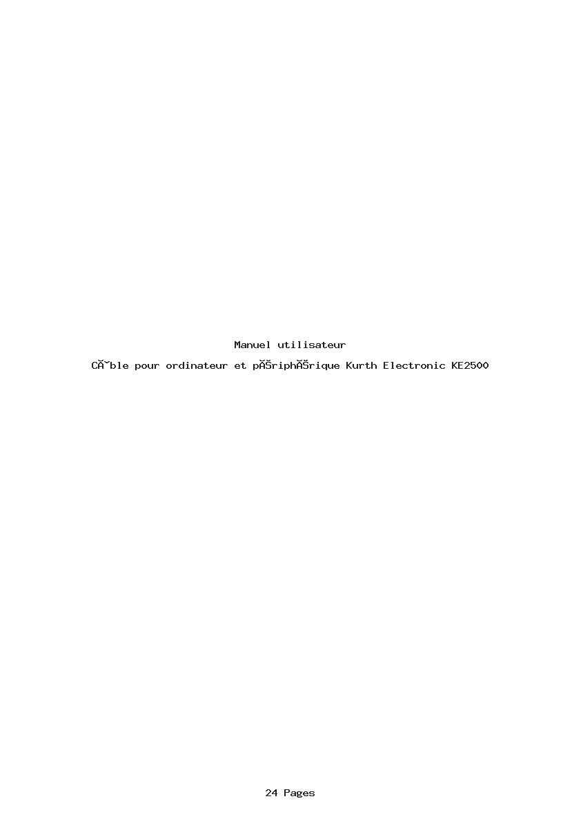 Page 1 de la notice Manuel utilisateur Kurth Electronic KE2500