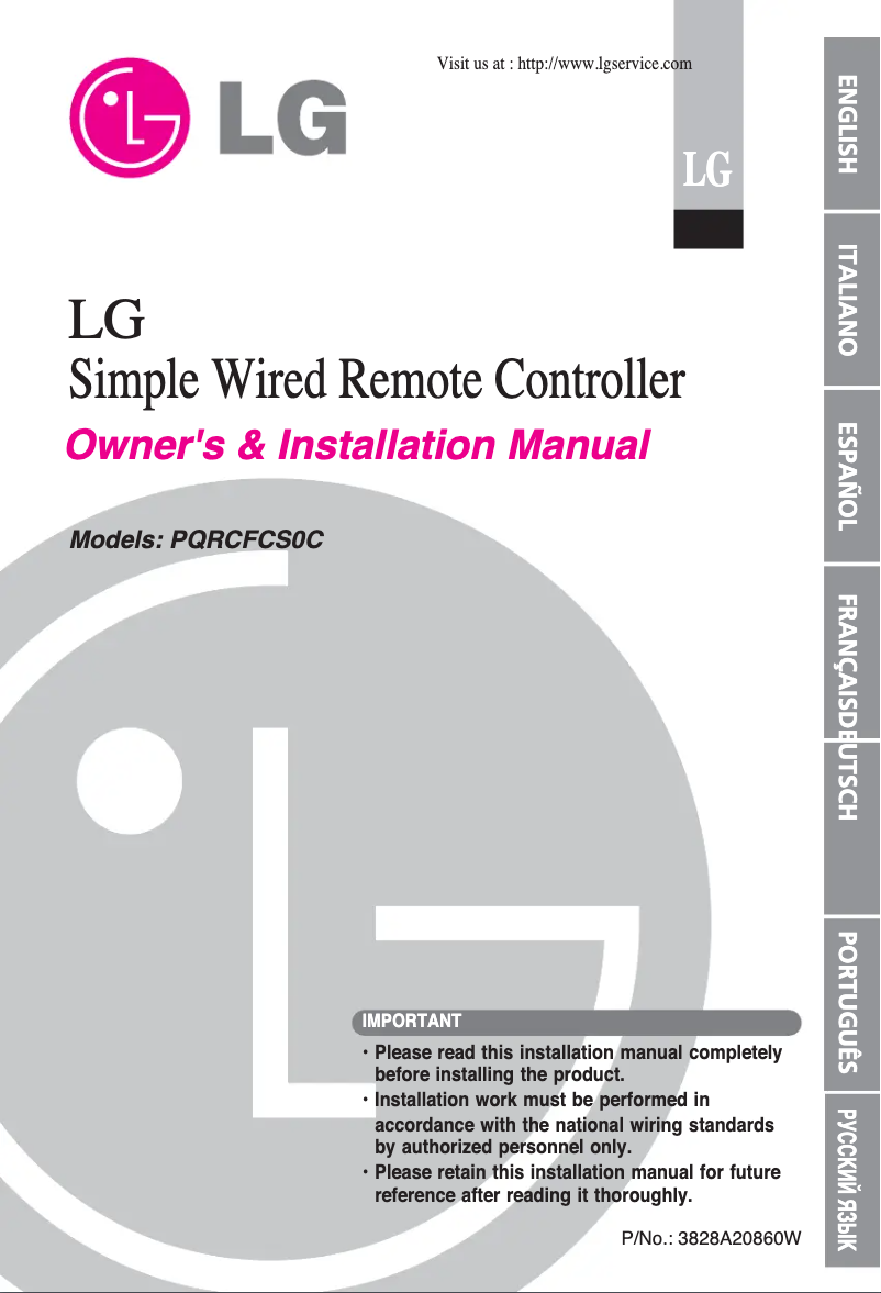 Page 1 de la notice Manuel utilisateur LG PQRCFCS0C