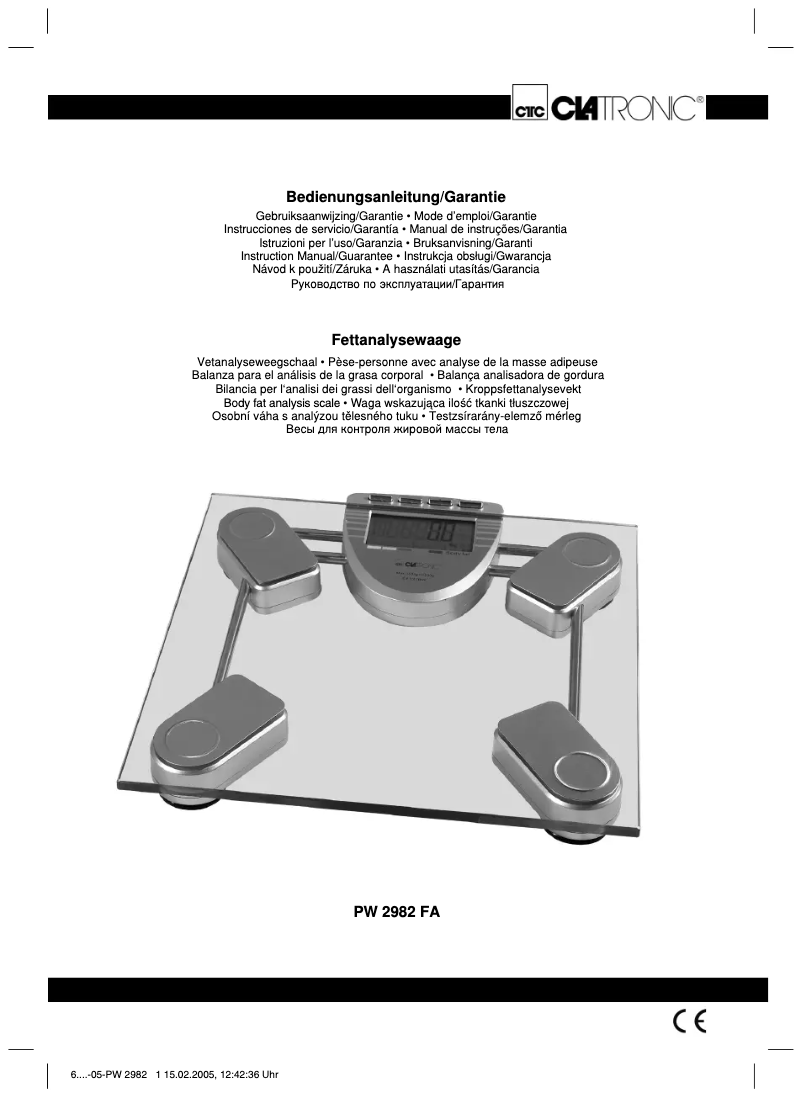 Page 1 of the manual User Manual Clatronic PW 2982 FA